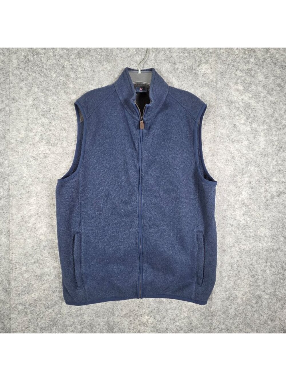 Vineyard Vines Fleece Vest Womens Medium Navy Zip Up Sweater Vest Preppy Country